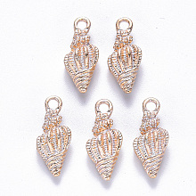 Honeyhandy Alloy Enamel Pendants, Spiral Shell Shape, Light Gold, Creamy White, 19.5x7.5x6.5mm, Hole: 2.5mm