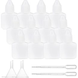 BENECREAT 20 Pack 0.34oz/10ml Empty Eyelash Extension Glue Bottle(White) Leak-proof Eyelash Extension Glue Container with 2pcs Plastic Hopper, 4pcs 1ml Disposable Pipettes