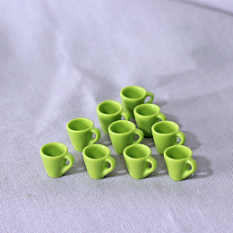 Honeyhandy Resin Miniature Teacup Ornaments, Micro Landscape Garden Dollhouse Accessories, Pretending Prop Decorations, Yellow Green, 16x13mm, 10pcs/set.