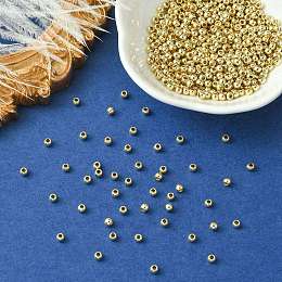 Honeyhandy CCB Plastic Beads, for DIY Jewelry Making, Round, Golden, 3x2.5mm, Hole: 1.2mm