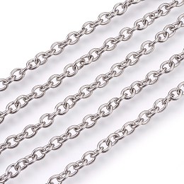 Honeyhandy 304 Stainless Steel Cable Chains, Unwelded, Oval, Stainless Steel Color, 5x4x1mm