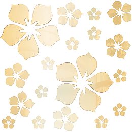 CREATCABIN 18Pcs Acrylic Flower Mirror Wall Sticker 3 Sizes Stickers Wall Art Family Wall Decals Decor Self Adhesive Removable Eco-Friendly for Home Living Room Bedroom Decoration(Gold