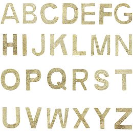 GORGECRAFT 1.8 Inch High Glitter Rhinestone Alphabet Letter Stickers 26 Letters A-Z Self-Adhesive Sticker Iron-on Word Stickers for Cars Arts Crafts Clothing DIY Decoration (Yellow)