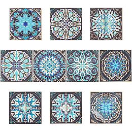 AHANDMAKER 30 Pcs Mandala Tile Stickers, Waterproof Removable Tiles Sticker Self Adhesive Stair Stickers Mexican Backsplash Tile Decals for Flooring, Kitchen Tiles, Stairs, Rooms Decor