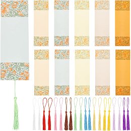 AHANDMAKER 20Pcs Paper Cardstock Art Bookmarks, Rectangle Waxed Xuan Paper Calligraphy Bookmark, Blank Cardstock Bookmarks with Tassels for Calligraphy Painting DIY Craft Projects-Colorful