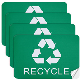 CREATCABIN Paper Sticker Labels, Adhesive Stickers for Trash Can, Word Recycle, Sea Green, 260x185x0.2mm