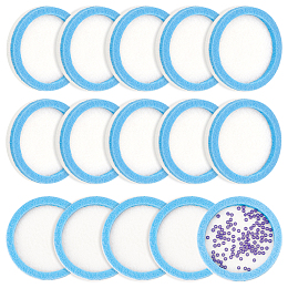 BENECREAT 15Pcs Round Felt Bead Design Board, 1.57inch Sky Blue Felt Beading Mat DIY Beading Boards Storage Tray for Jewelry Making, Beading Supplies, 8mm Thick