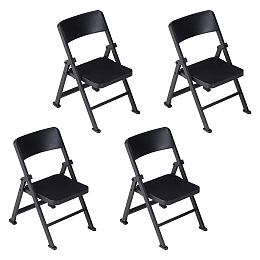 OLYCRAFT Cute Mini Plastic Foldable Chair, Miniature Furniture Model, for Mobile Phone Holder, Dollhouse Accessories, Pretending Prop Decorations, Action Figure Dislay Backdrop, Black, 73x60x96.5mm, Fold: 118.5x61.5x13mm