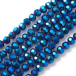 Honeyhandy Electroplate Glass Beads Strands, Faceted, Rondelle, Blue, 5x6mm, Hole: 1.2mm, about 95pcs/strand, 20.87''(53cm)