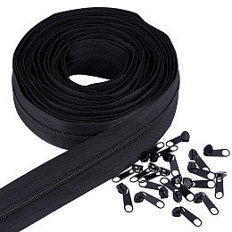 Honeyhandy BENECREAT Nylon Invisible Widen Zipper Fastener, for Clothes DIY Sewing Accessories, Black, 91.4x5x0.25cm, 10yards/set