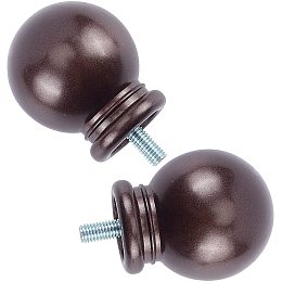 GORGECRAFT 2PCS Round Curtain Rod Finials Replacement Black Drapery Pole Ball End Decorative Head Caps Capped for Home Office 5/8 Inch Curtain Rod(Brown)