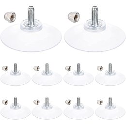 GORGECRAFT 12 Sets License Plate Suction Cups Hooks Clear 2.1" Silicone Transparent PVC Suctions Cup Holders Pads Sucker Bathroom Kitchen Shelf Accessories with M6 Cap Nut for Shade Glass