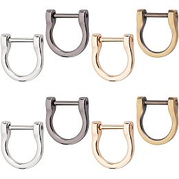 WADORN 8pcs Screw in D-Rings, 4 Colors D-Rings with Closing Screws Key Holder Screw in Shackle Horseshoe U Shape Shackle D-Shaped Purse Loop for DIY Leather Craft Accessories (1.3x1.2x0.3 inch)