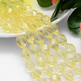 Honeyhandy Faceted Polyhedron Imitation Austrian Crystal Bead Strands, Grade AAA, Light Yellow, 13x10mm, Hole: 0.9~1mm, about 30pcs/strand, 15.7 inch