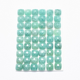 Honeyhandy Natural Amazonite Cabochons, Faceted, Square, 8x8x3.5~4mm