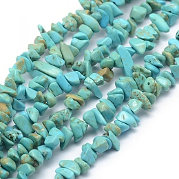 Honeyhandy Natural Magnesite Beads Strands, Dyed & Heated, Chip, Turquoise, 3~5mm, Hole: 0.6mm, about 33 inch(84cm)