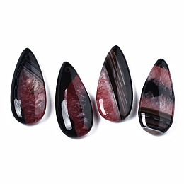 Honeyhandy Natural Brazilian Agate Pendants, Dyed & Heated, Teardrop, Indian Red, 39~40x17~18x6~7mm, Hole: 1.5mm