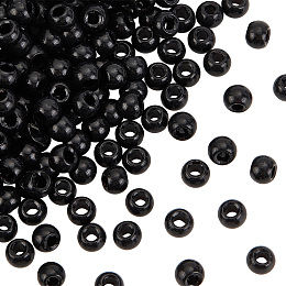 OLYCRAFT Glass Beads, Rondelle, Black, 6.3x5mm, Hole: 2.5mm