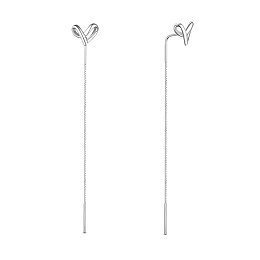 SHEGRACE Attractive Rhodium Plated 925 Sterling Silver Thread Earrings, Heart Knot, Platinum, 60mm