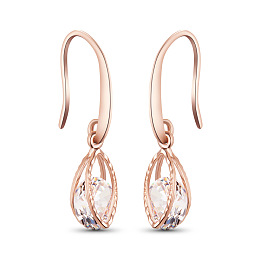 SWEETIEE Wedding Earrings for Bridesmaids, Rose Gold Plated Hook Earrings, Oval Dangle Earring Drop Earrings