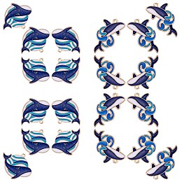 Arricraft 20Pcs Whale Enamel Charm Pendant Blue Whales Fish Charm Sea Animal Pendant for Jewelry Necklace Bracelet Earring Making Crafts, Golden, 35x22mm, Hole: 2mm