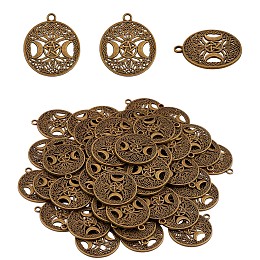 Arricraft 60Pcs Life of Tree Moon Charm Pendant Triple Moon Goddess Pendant Ancient Bronze for Jewelry Necklace Earring Making crafts, Antique Bronze, 34mm, Hole: 3.5mm