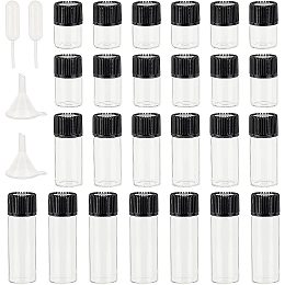 PandaHall Elite 52pcs Sample Bottle Kits, 40pcs Mini Vials Jars 1/2/3/5ml Clear Glass Bottlewith White Caps 10pcs Drapper 2pcs Funnel for Sample Liquid Hold Storage Travel Use