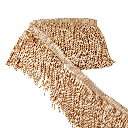 DICOSMETIC 4.37 Yards Sewing Fringe Trim 6 Inch Wide Polyester Fringe Tassel Trim Ribbon Fabric Trims Sewing Latin Dress Trim for Sewing Clothing Curtain, Light Gold