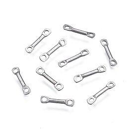 Honeyhandy 304 Stainless Steel Link Connectors, Stainless Steel Color, 10x2x1mm, Hole: 1.2mm