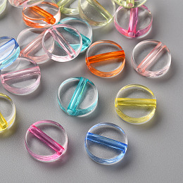 Honeyhandy Transparent Acrylic Beads, Flat Round, Mixed Color, 16x5mm, Hole: 2.8mm, about 480pcs/500g