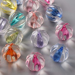 ARRICRAFT Transparent Acrylic Beads, Pumpkin, Mixed Color, 17.5x16mm, Hole: 2mm, about 183pcs/500g