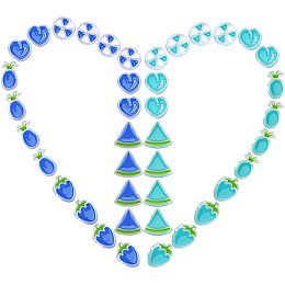 SUNNYCLUE 40Pcs 5 Styles Transparent Enamel Acrylic Beads Heart Watermelon Flat Round with Triangle Beads for Necklaces Bracelets Earring Jewelry Making Starter Supplies, Royal Blue