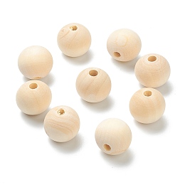 Honeyhandy Natural Unfinished Wood Beads, Round Wooden Loose Beads, Wheat, 24x22.5mm, Hole: 6mm, about 120pcs/500g