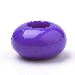 Honeyhandy Opaque Acrylic Beads, Large Hole, Rondelle, Blue Violet, 14x8mm, Hole: 6mm