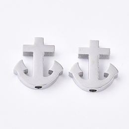 Honeyhandy 304 Stainless Steel Beads, Anchor, Stainless Steel Color, 14.5x14x3mm, Hole: 1.8mm