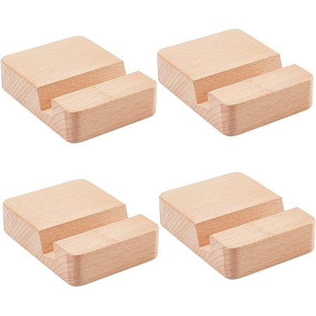 NBEADS 4 Pcs Wooden Cell Phone Stands, 3.1x2.3x0.7 Square Wood Mobile Phone Holders Universal Desktop Phone Stand Portable Mobile Tablet Holder for Supporting Phone in Office Home