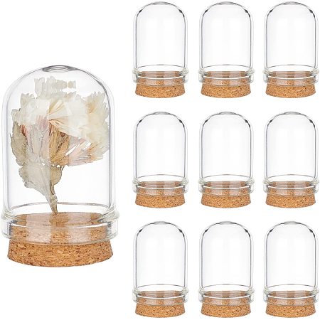 PandaHall Elite 10pcs Cloche Bell Jar, Glass Display Dome with Cork Base Mini Glass Dome Decorative Cloche Display Case for Flower Snad Storage Home Party Favor Decoration, 0.86x1.4inch
