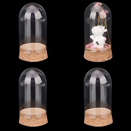 PandaHall Elite Mini Cloche Glass Dome, Clear Glass Display Dome with Cork Base Glass Jars Bottles for Display Antique Collectibles Figurine Christmas Party Favor Decoration, 1.8x3.7inch