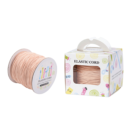 Elastic Cord, with Nylon Outside and Rubber Inside, Round, PeachPuff, 1mm; 109.36yards/roll(100m/roll)