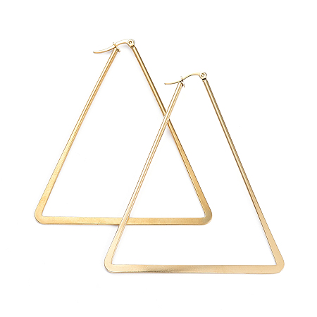 ARRICRAFT 201 Stainless Steel Hoop Earrings, with 304 Stainless Steel Pins, Flat Triangle, Golden, 76x64.5x1.5mm, Pin: 1x0.7mm