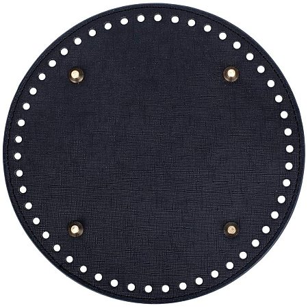 PH PandaHall 1 pc 7.4 Inch PU Leather Flat Round Knitting Crochet Bags Nail Bottom Shaper Pad Bag Cushion Base with 50 Holes Handbag DIY Shoulder Bags Accessories, Black