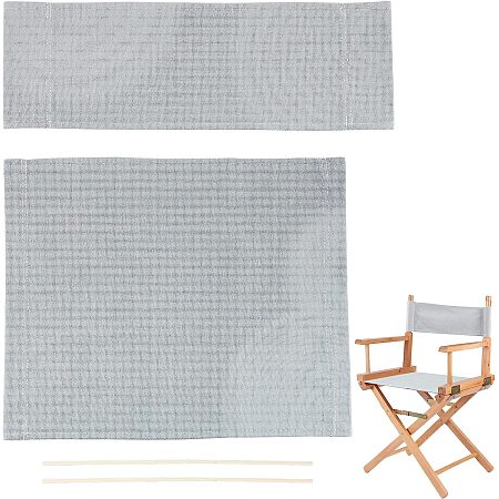 AHANDMAKER 1 Set Chair Replacement Canvas, Grey Casual Directors Chair Cover Kit Replacement Canvas Seat and Back with Wood Stick Easy to Clean for Director Makeup Chair, 18.7x15.16/20.47x6.69 inch