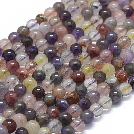 Honeyhandy Natural Auralite 23 Beads Strands, Round, 6mm, Hole: 0.8mm, about 68pcs/Strand, 15.75 inch(40cm)