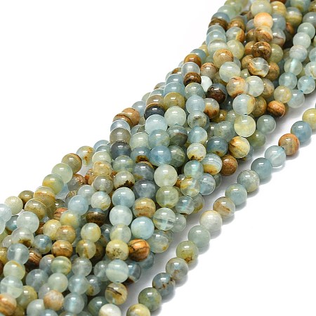 Natural Blue Calcite Beads Strands, Round, 6mm, Hole: 0.8mm, about 64pcs/strand, 15.55''(39.5cm)