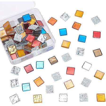 OLYCRAFT 130pcs Square Mosaic Tiles Mixed Color Mosaic Glass Pieces Crystal Mosaic  Glass Pieces for DIY Crafts Plates Picture Frames Flowerpots Handmade  Jewelry Home Decoration 
