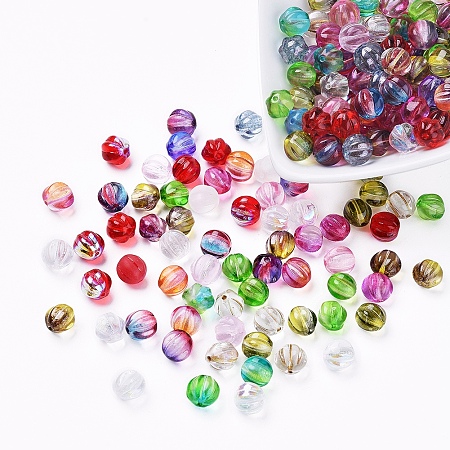 Arricraft Czech Glass Beads, Electroplated/Dyed/Transparent, Pumpkin, Mixed Color, 7.5x8mm, Hole: 1mm, about 237~243pcs/bag