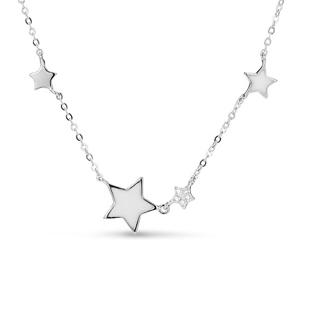 SWEETIEE 925 Sterling Silver Necklace for Women with Enamel Stars Holiday Gift