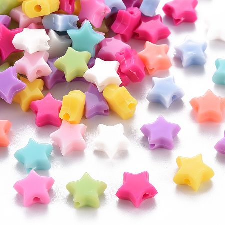 Arricraft Opaque Acrylic Beads, Star, Mixed Color, 8x9x3.5mm, Hole: 1.6mm, about 3380pcs/500g