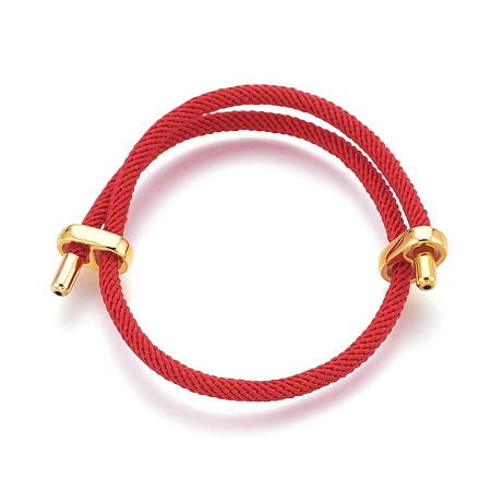 Honeyhandy Adjustable Cotton Twisted Cord Bracelet Making, with Stainless Steel Findings, Red, 10 inch(25.5cm), 3mm
