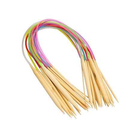 Bamboo Circular Knitting Needles Sets, with Colorful Plastic Tube, Mixed Color, 40cm, 18pcs/set
